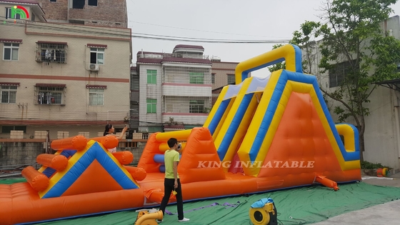 Thể thao tùy chỉnh Trò chơi Lễ hội Carnival Inflatable Challenge Race Đường đua chướng ngại vật với hai làn leo núi và trượt băng
