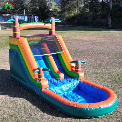 21x9x12FT thương mại lớp PVC Bounce House bơm nước trượt trượt nhiệt đới với phun nước