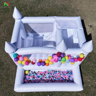 13x13x10ft thương mại White Bounce House Jumper lớn Bouncy Lâu đài bơm cho trẻ em Người lớn với trượt và bóng Pit