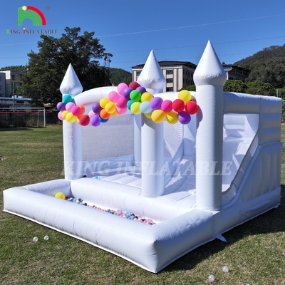 13x13x10ft thương mại White Bounce House Jumper lớn Bouncy Lâu đài bơm cho trẻ em Người lớn với trượt và bóng Pit