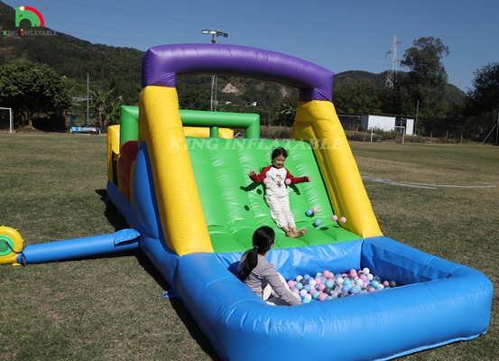 Bouncer có thể bơm lên Combo Obstacle Course Bounce Castle House With Slides Ball Pit Climbing Obstacle Blower