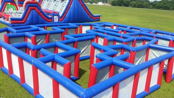 PVC Tarpaulin 5k Khóa học chướng ngại vật bơm lên Combo Large Slide Chướng ngại vật bơm lên tương tác cho người lớn