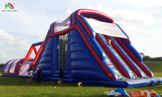 PVC Tarpaulin 5k Khóa học chướng ngại vật bơm lên Combo Large Slide Chướng ngại vật bơm lên tương tác cho người lớn