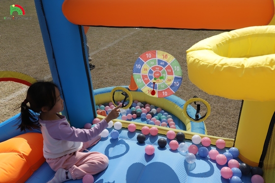 Trẻ em bơm lên Bounce House Combo Party Toddler bơm lên nhảy Bouncy Castle với Slide Pool Basket Dartboard Trampoline