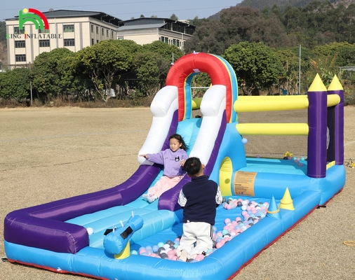 Nhà bật lên có thể bơm với trượt leo tường trở ngại Trampoline Ball Pit Pool