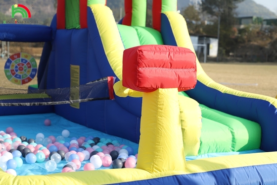 Kids Party Wet DryInflatable Bounce House Water Slide Bouncer Combo With Bigger Splash Pool Climbing Blower Basket Dartboard
