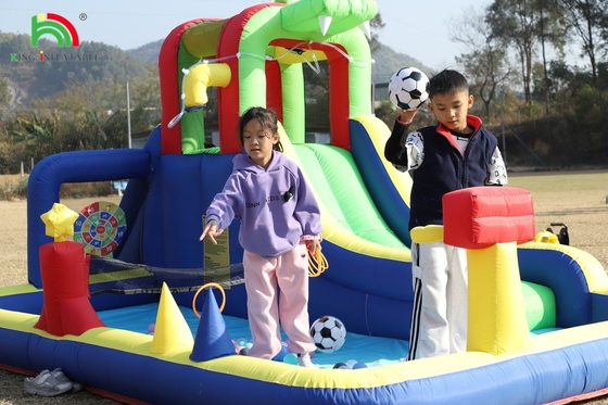 Kids Party Wet DryInflatable Bounce House Water Slide Bouncer Combo With Bigger Splash Pool Climbing Blower Basket Dartboard