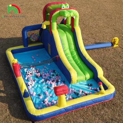 Kids Party Wet DryInflatable Bounce House Water Slide Bouncer Combo With Bigger Splash Pool Climbing Blower Basket Dartboard