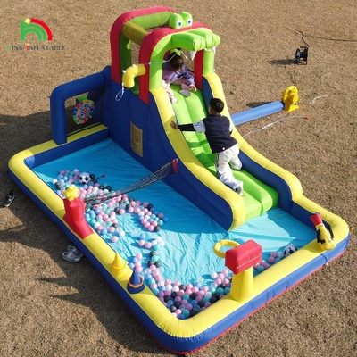 Kids Party Wet DryInflatable Bounce House Water Slide Bouncer Combo With Bigger Splash Pool Climbing Blower Basket Dartboard