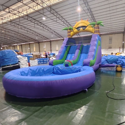 Lượt trượt nước thương mại chất lượng đầy đủ PVC hai làn trượt nước bơm với hồ bơi nước phun kín