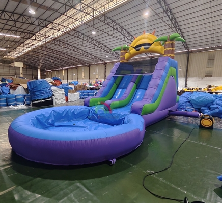 Lượt trượt nước thương mại chất lượng đầy đủ PVC hai làn trượt nước bơm với hồ bơi nước phun kín