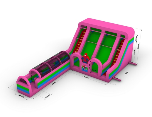 Thương mại chất lượng PVC Spider-Man Water Slide Inflatable Bounce House ComboObstacle Course Slide Inflatable Water Slide
