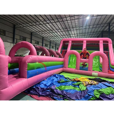 Thương mại chất lượng PVC Spider-Man Water Slide Inflatable Bounce House ComboObstacle Course Slide Inflatable Water Slide