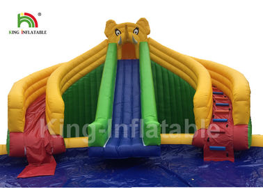 Công viên nước Penguin Blue White thổi phồng với hồ bơi đường kính 12m và trượt
