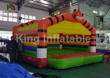 PVC Tarpaulin Orange Tiger Bơm hơi Bouncer Castle cho giải trí ngoài trời