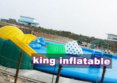 Bể bơi công viên nước PVC 0,9mm tùy chỉnh với cầu trượt và đồ chơi trên cạn
