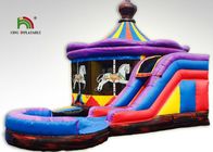 8x6m tím Carousel bơm hơi thương mại vui vẻ nhà bị trả lại với slide cho trẻ em