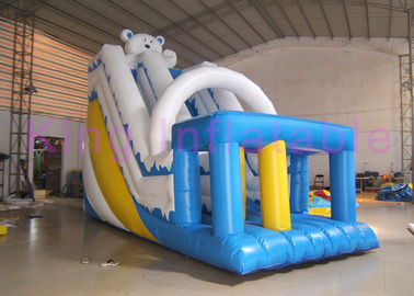 White Blue Single Lane Thổi lên Trượt khô PVC Bouncer với 2 năm bảo hành