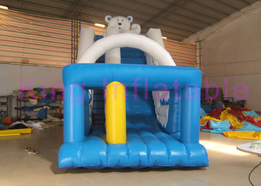 White Blue Single Lane Thổi lên Trượt khô PVC Bouncer với 2 năm bảo hành