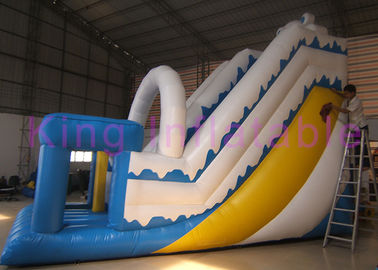 White Blue Single Lane Thổi lên Trượt khô PVC Bouncer với 2 năm bảo hành