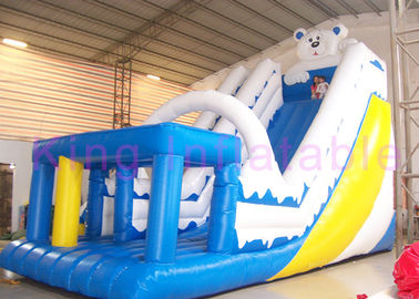 White Blue Single Lane Thổi lên Trượt khô PVC Bouncer với 2 năm bảo hành