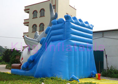 EN14960 Trượt khô cho trẻ em, Blue Double Stitch Bơm hơi cá mập