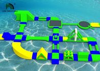 Custom 35x21m Inflatable Water Parks For Rental Green / Yellow / Blue Color