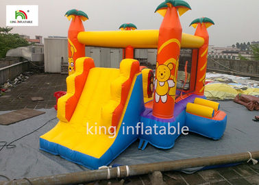 Phim hoạt hình màu vàng Nhà nhảy bơm hơi với Climb Slide Giải trí ngoài trời