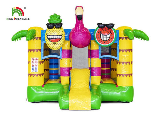 Trường mẫu giáo 3m Hồng hạc bơm hơi Lâu đài Bouncy có cầu trượt