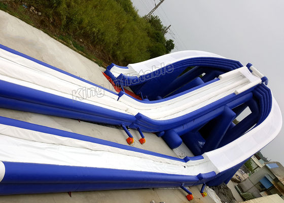 Đường trượt nước khổng lồ dài 15m ngoài trời màu xanh dương thổi ra đường trượt Trippo