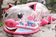Sân chơi bơm hơi cho lợn màu hồng thương mại với tấm che lều bong bóng