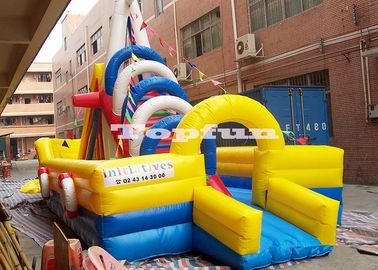 Lâu đài nhảy Barque an toàn, Thuyền Bouncy bơm hơi với trượt dài