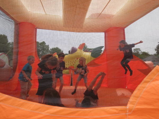 PVC tráng phim hoạt hình hổ lâu đài bơm hơi Bouncer Castle thổi lên lâu đài nhảy