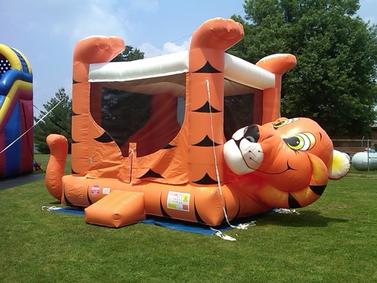 PVC tráng phim hoạt hình hổ lâu đài bơm hơi Bouncer Castle thổi lên lâu đài nhảy