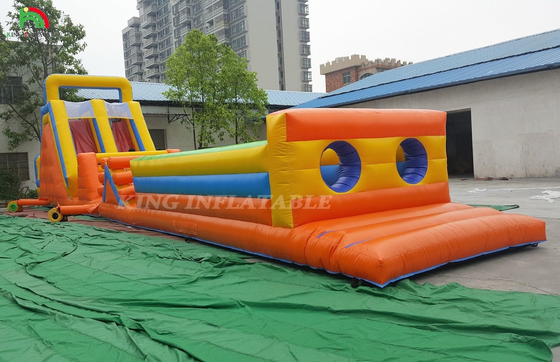 Thể thao tùy chỉnh Trò chơi Lễ hội Carnival Inflatable Challenge Race Đường đua chướng ngại vật với hai làn leo núi và trượt băng