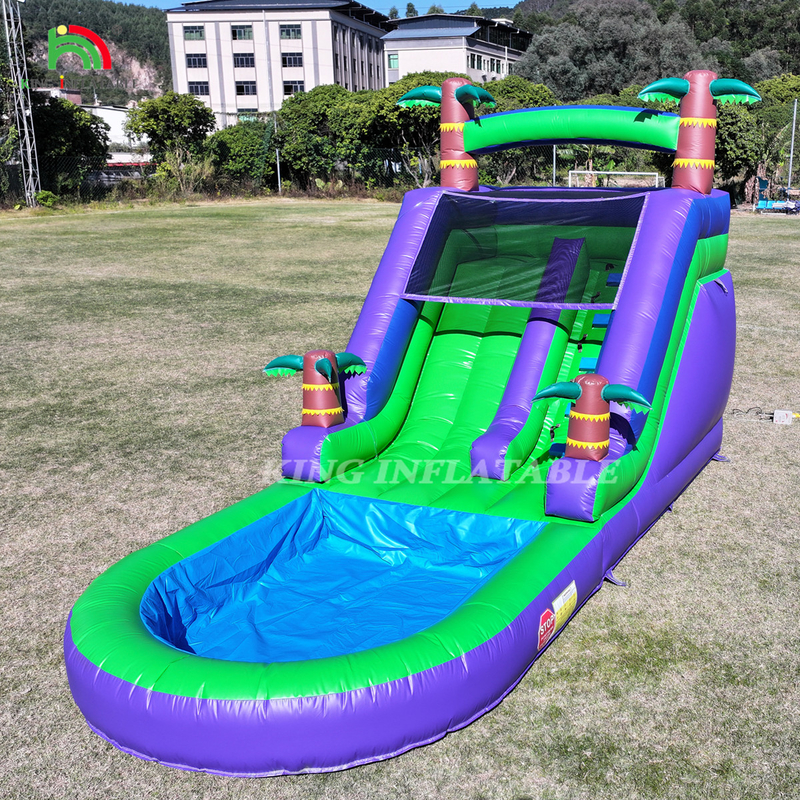 PVC Commercial Inflatable Water Slide Outdoor Backyard Kids Water Slide With Bigger Water Splash Pool & 1100W Blower
