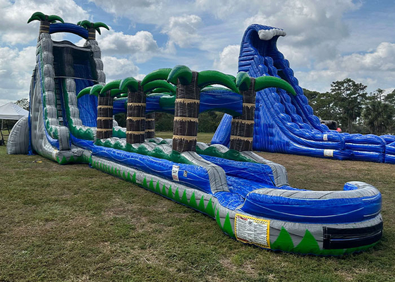 Big Kid Bơm hơi trượt nước Trò chơi ngoài trời PVC Giant Double Water Slide Inflatable